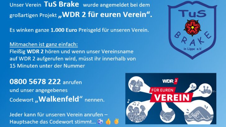 WDR 2 anrufen – für den TuS
